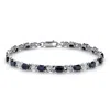 Palm Beach Jewelry 8.44 Tcw Genuine Midnight Blue Sapphire Platinum-plated Silver "x & O" Bracelet