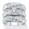Palm Beach Jewelry .85 Cttw. Round Cz Platinum-plated Sterling Silver 3-piece Bridal Ring Set