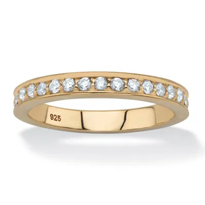 Palm Beach Jewelry .85 Tcw Cz 18k Gp .925 Silver Stackable Ring In Yellow