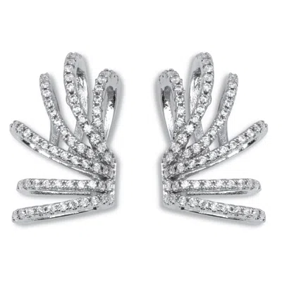 Palm Beach Jewelry .87 Tcw Platinum-plated Cubic Zirconia Fanfare Drop Earrings