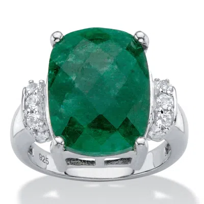 Palm Beach Jewelry 8.80 Cttw Genuine Emerald And White Tanzanite Sterling Silver Cocktail Ring In Green