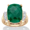 Palm Beach Jewelry 8.80 Tcw Gold-plated Sterling Silver Genuine Emerald And White Tanzanite Ring In Green