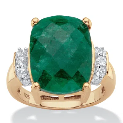 Palm Beach Jewelry 8.80 Tcw Gold-plated Sterling Silver Genuine Emerald And White Tanzanite Ring In Green
