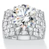 Palm Beach Jewelry 8.99 Cttw. Platinum-plated Sterling Silver Round Cubic Zirconia Multi-row Ring In White
