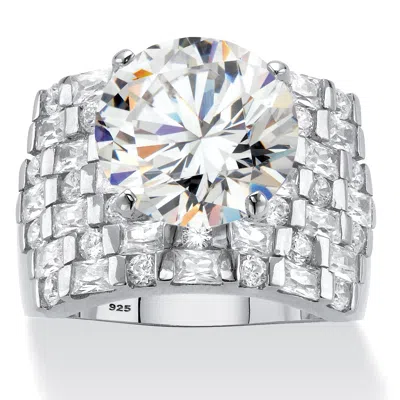 Palm Beach Jewelry 8.99 Cttw. Platinum-plated Sterling Silver Round Cubic Zirconia Multi-row Ring In White