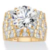 Palm Beach Jewelry 8.99 Cttw.18k Gold-plated Sterling Silver Round Cubic Zirconia Multi-row Ring In White