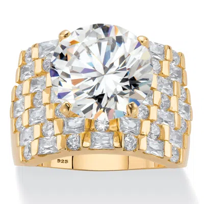 Palm Beach Jewelry 8.99 Cttw.18k Gold-plated Sterling Silver Round Cubic Zirconia Multi-row Ring In White