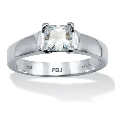 Palm Beach Jewelry .90 Cw Cz Platinum-plated Sterling Silver Ring In White
