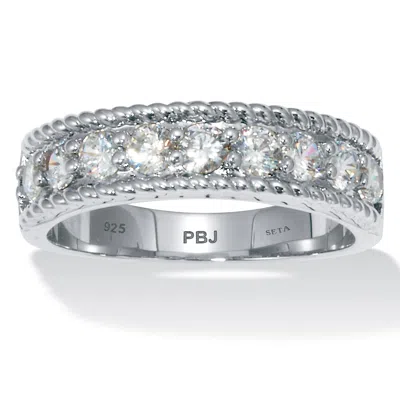 Palm Beach Jewelry .90 Tcw Round Cut Cubic Zirconia Platinum-plated Sterling Silver Ring In White