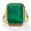 Palm Beach Jewelry 9.05 Cttw. Green Emerald And White Topaz Two-tone Gold-plated Silver Ring In Green
