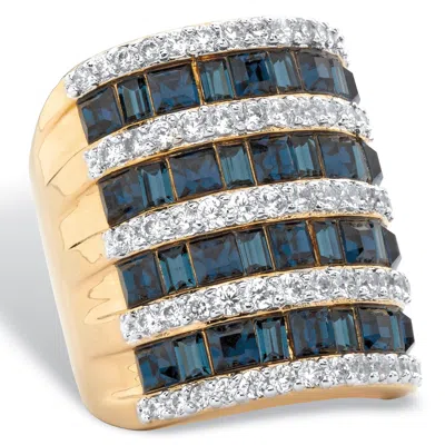Palm Beach Jewelry 9.18 Tcw Simulated Sapphire Gold-plated Ring In Yellow