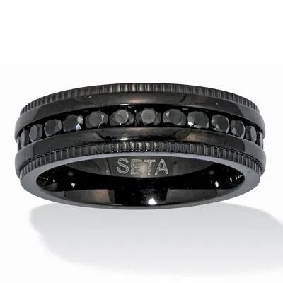 Palm Beach Jewelry .92 Tcw Men's Black Cubic Zirconia Black Ion-plated Stainless Eternity Ring