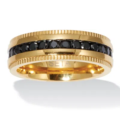 Palm Beach Jewelry .92 Tcw Men's Black Cubic Zirconia Gold Ion-plated Stainless Steel Eternity Ring