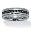 Palm Beach Jewelry .92 Tcw Men's Round Black Cubic Zirconia Stainless Steel Eternity Ring