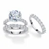 Palm Beach Jewelry 9.20 Cttw. Cubic Zirconia Platinum-plated Bridal Ring Set With Free Bonus Ring In White