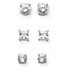 Palm Beach Jewelry 9.20 Cttw. Cubic Zirconia Sterling Silver 3-pair Set Of Stud Earrings
