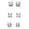 Palm Beach Jewelry 9.20 Tcw Round & Princess Cubic Zirconia Silvertone 3-pair Stud Earring Set