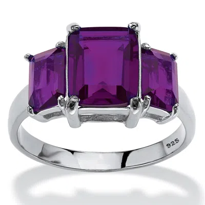 Palm Beach Jewelry .925 Silver Simulated Birthstone 3-stone Ring