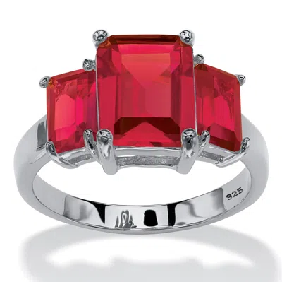 Palm Beach Jewelry .925 Silver Simulated Birthstone 3-stone Ring
