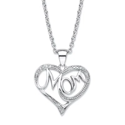 Palm Beach Jewelry .925 Sterling Silver Diamond Accent "mom" Pendant Necklace 18" - 20"