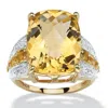 Palm Beach Jewelry 9.28 Tcw Checkerboard-cut Citrine And Topaz 14k Gold-plated Sterling Silver Ring In Yellow