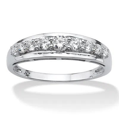 Palm Beach Jewelry .93 Tcw Round Cubic Zirconia Ring In Solid 10k White Gold