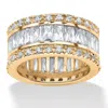 Palm Beach Jewelry 9.34 Tcw Emerald-cut Cubic Zirconia 14k Gold-plated Silver Eernity Band Ring In White