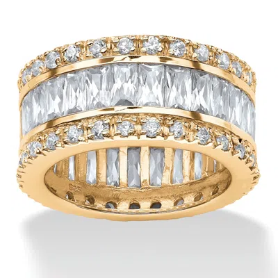 Palm Beach Jewelry 9.34 Tcw Emerald-cut Cubic Zirconia 14k Gold-plated Silver Eernity Band Ring In White