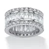 Palm Beach Jewelry 9.34 Tcw Round And Emerald-cut Cubic Zirconia Platinum-plated Eternity Band Ring In White