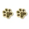 Palm Beach Jewelry .95 Tcw Round Black Cubic Zirconia 14k Yellow Gold-plated Paw Print Earrings
