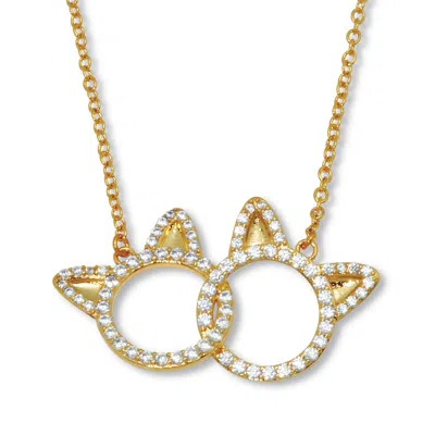 Palm Beach Jewelry .95 Tcw Round Cubic Zirconia 14k Yellow Gold-plated Cat Necklace 18 To 20-inch
