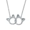 Palm Beach Jewelry .95 Tcw Round Cubic Zirconia Platinum-plated Cat Necklace 18 To 20-inch