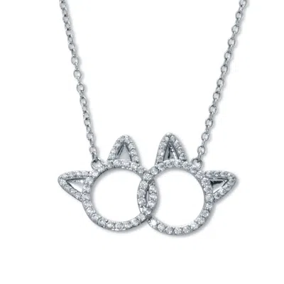 Palm Beach Jewelry .95 Tcw Round Cubic Zirconia Platinum-plated Cat Necklace 18 To 20-inch