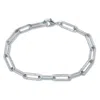 Palm Beach Jewelry .95 Tcw Round Cubic Zirconia Silvertone Paperclip Link Bracelet 7.5-inch