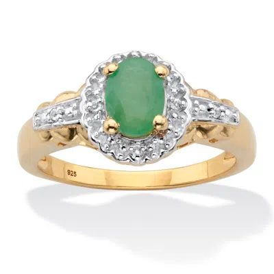 Palm Beach Jewelry .97 Tcw Genuine Emerald Gold-plated Silver Ring In Yellow