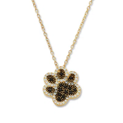 Palm Beach Jewelry .97 Tcw Round Black Cubic Zirconia 14k Gold-plated Paw Print Necklace 18 Inch