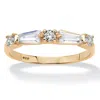 Palm Beach Jewelry .98 Cttw. 14k Gold-plated Sterling Silver Baguette Cubic Zirconia Wedding Ring In White