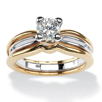 Palm Beach Jewelry .98 Tcw Cz Solitaire Ring In Gold-plated In Yellow