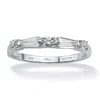 Palm Beach Jewelry .98 Tcw Round And Baguette Cubic Zirconia Ring In .925 Sterling Silver In White