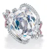 Palm Beach Jewelry 9.80 Cttw. Cushion-cut White And Pink Cz Platinum-plated Flower Cocktail Ring