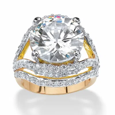 Palm Beach Jewelry 9.88 Tcw Cubic Zirconia Gold-plated Engagement Double Split-shank Ring In White