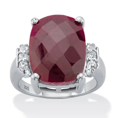 Palm Beach Jewelry 9.98 Tcw Genuine Ruby Sterling Silver Ring In White