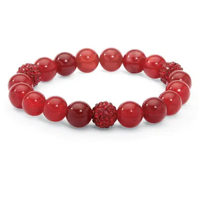 Palm Beach Jewelry Agate & Simulated Birthstone Stretch Bracelet In Red