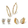 Palm Beach Jewelry Aurora Borealis Crystal Gold Ion-plated Stainless Steel Earrings Set