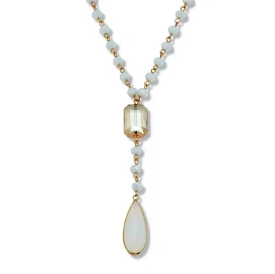 Palm Beach Jewelry Aurora Borealis Crystal Goldtone Y Necklace 24 To 26-inch Length