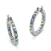 Palm Beach Jewelry Aurora Borealis Crystal Inside-out Hoop Earrings In Silvertone In Multi