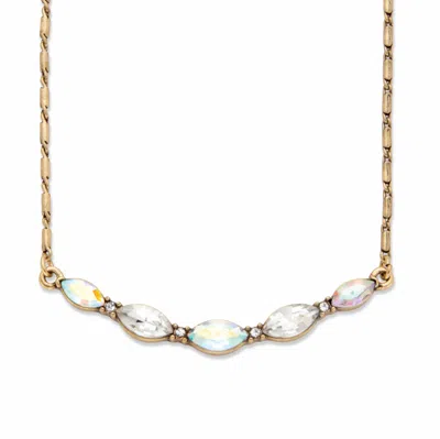 Palm Beach Jewelry Aurora Borealis Marquise-cut Crystal Goldtone Barrel-link Bib Necklace 17" -19"
