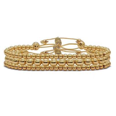 Palm Beach Jewelry Ball Bead Goldtone Bracelets 7-inch Length Plus 2-inch Extension, 3-piece Set