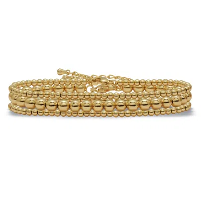 Palm Beach Jewelry Ball Bead Goldtone Bracelets 7-inch Length Plus 2-inch Extension, 3-piece Set