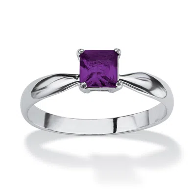 Palm Beach Jewelry Birthstone .925 Silver Solitaire Ring In Purple